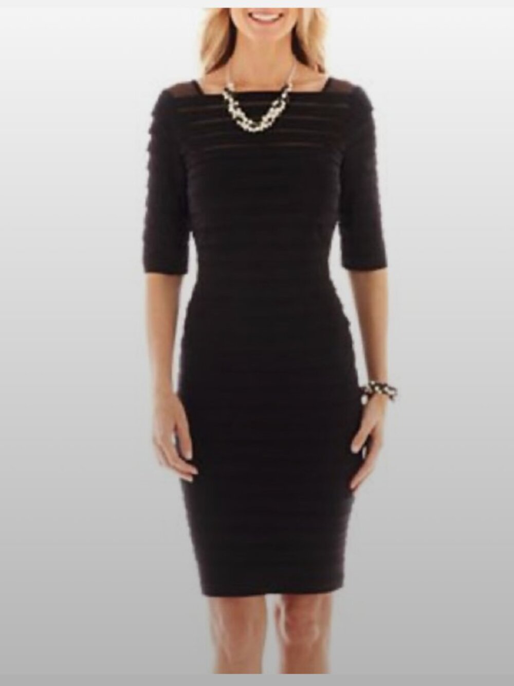 Simply Liliana Black Fitted Illusion Dress Size 6 NWT